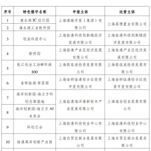 彰显楼宇经济聚焦度、显示度、贡献度，临港科创中心纳入首批特色产业楼宇清单